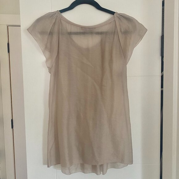 BCBGMaxAzria Sheer Ruffled Sleeve Blouse - Picture 3 of 9